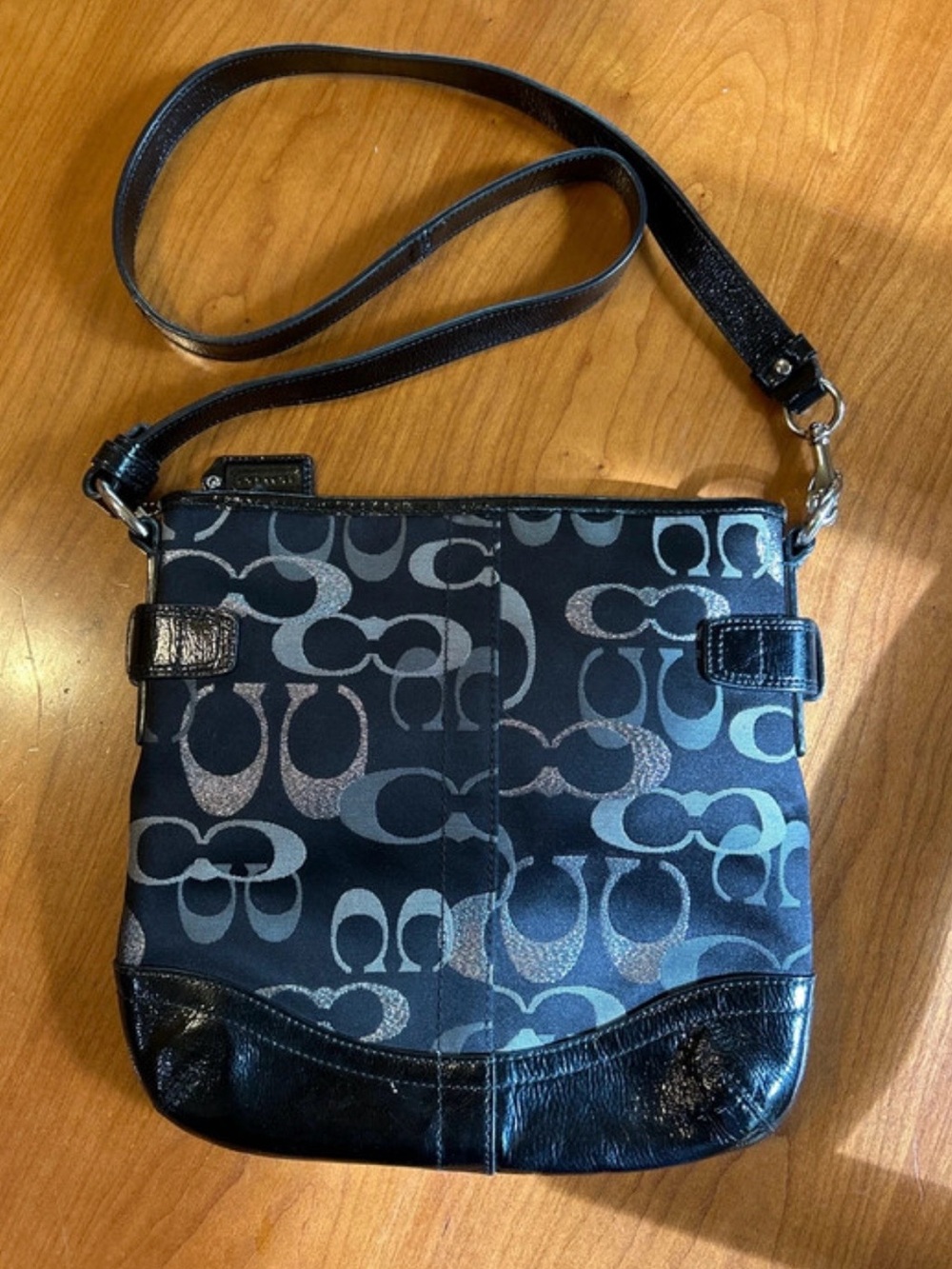 Coach Black and Gray Optic Signature Crossbody F19820
